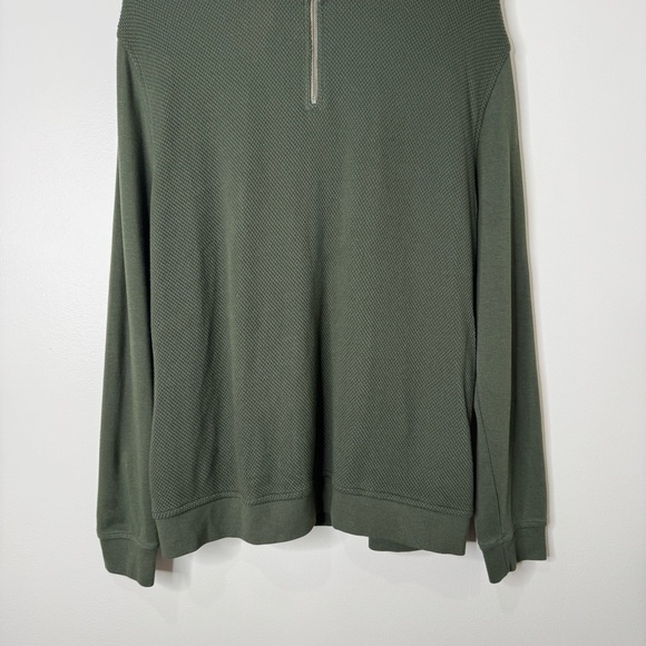 Ted Baker Green Cotton Modal Texture Knit Stretch Jersey Caravan Quarter Zip - Picture 4 of 13